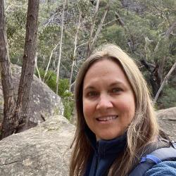 Lisa Belskis hiking Melville Caves in Kooyoora State Park, Victoria, Australia.
