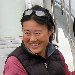 Woman smiling on boat
