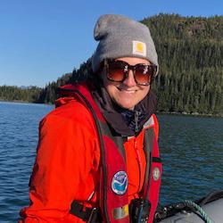 Woman smiling on boat
