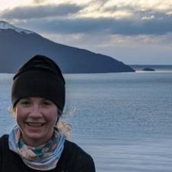 Abby Jahn with the sea and shore in the background