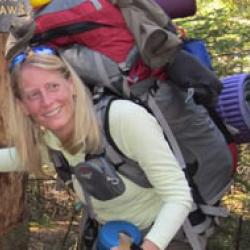 Nancy McHugh, backpacking.