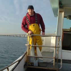 Philip Politis on board ship.