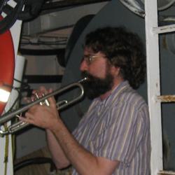 Dan Smith playing trumpet.