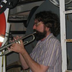 Dan Smith playing trumpet.