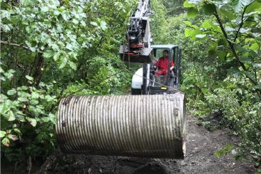 Removal of the culvert at Mink Creek, Alaska.