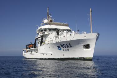 NOAA ship in the ocean.