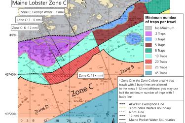 Maine Zone C lobster traps per trawl minimum map