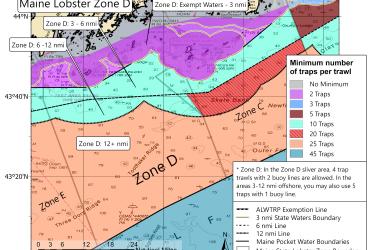 Maine Zone D lobster traps per trawl minimum map