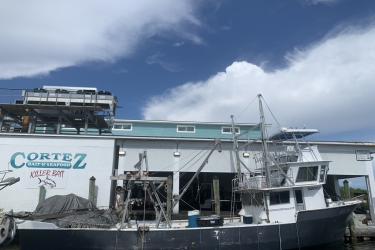 A work boat in Cortez Village