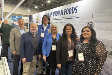 NOAA Administrator, Dr. Richard Spinrad and NOAA Fisheries Assistant Administrator, Janet Coit, with representatives from the Intertribal Agriculture Council at Seafood Expo North America 2023 in Boston