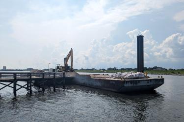 Construction of the Bucktown Living Shoreline (Photo: Moffatt & Nichol)