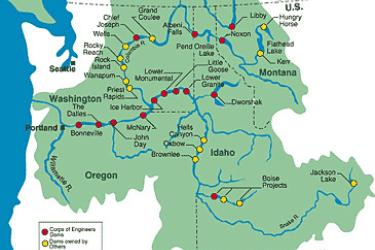 maps showing the dams in the Columbia River basin