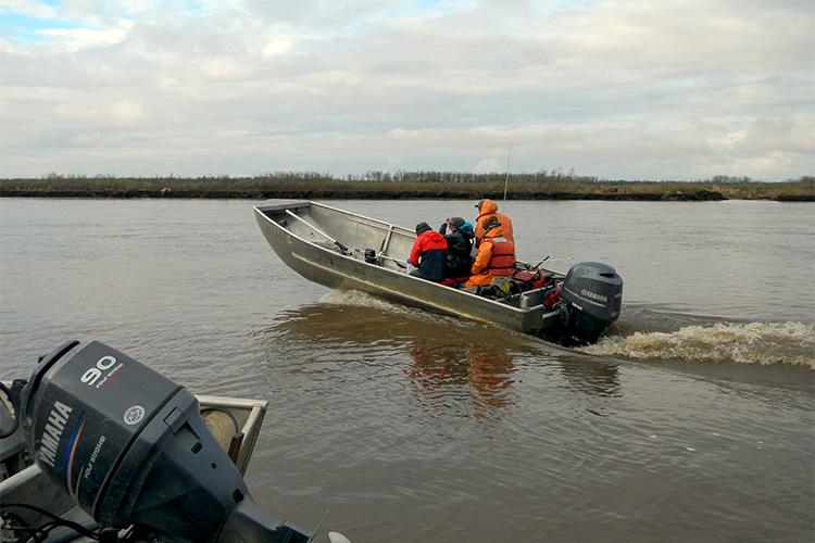 Boat taking off in water