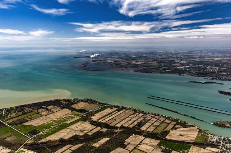 Aerial photo of the Detroit River