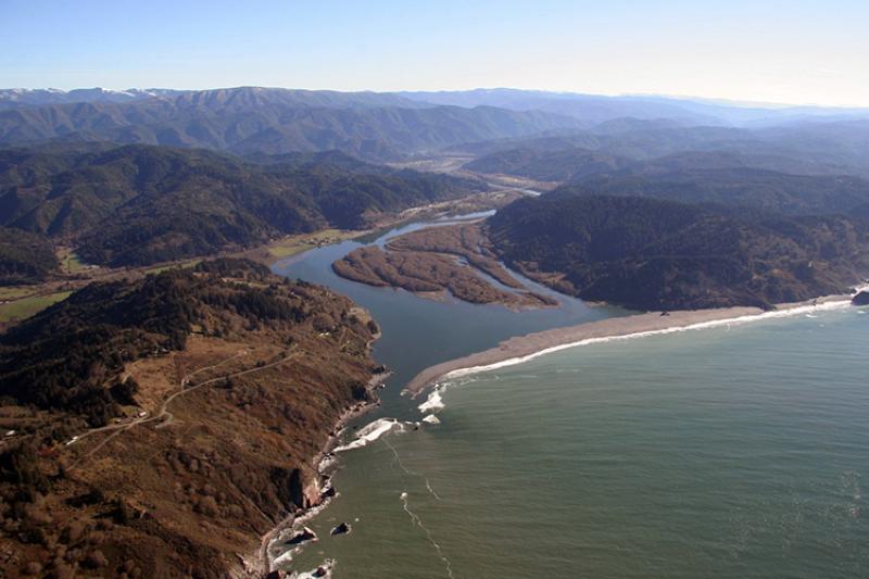 Aerial photo of the mouth of the Klamath River