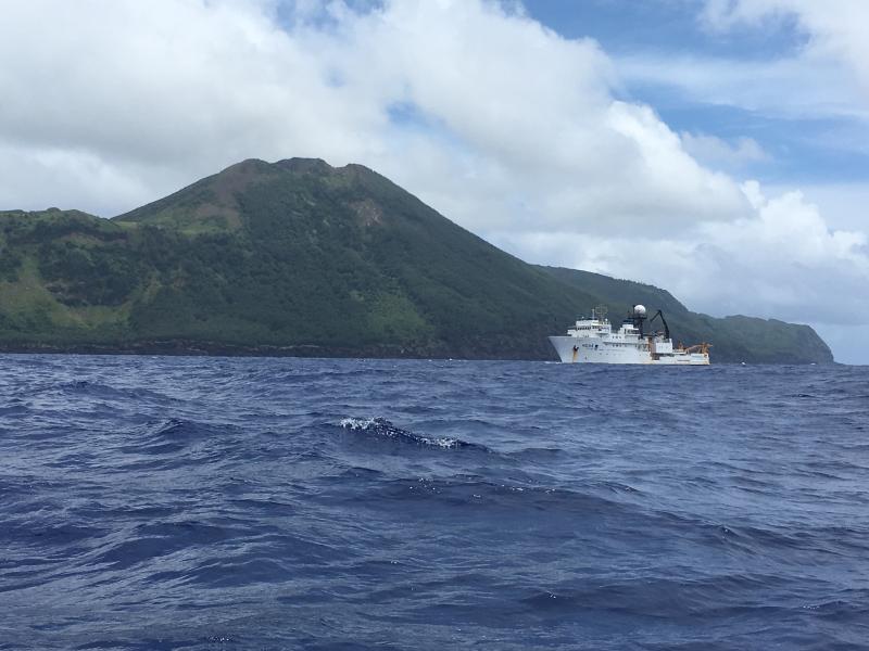 NOAA Ship Oscar Elton Sette offshore of Pagan Island.