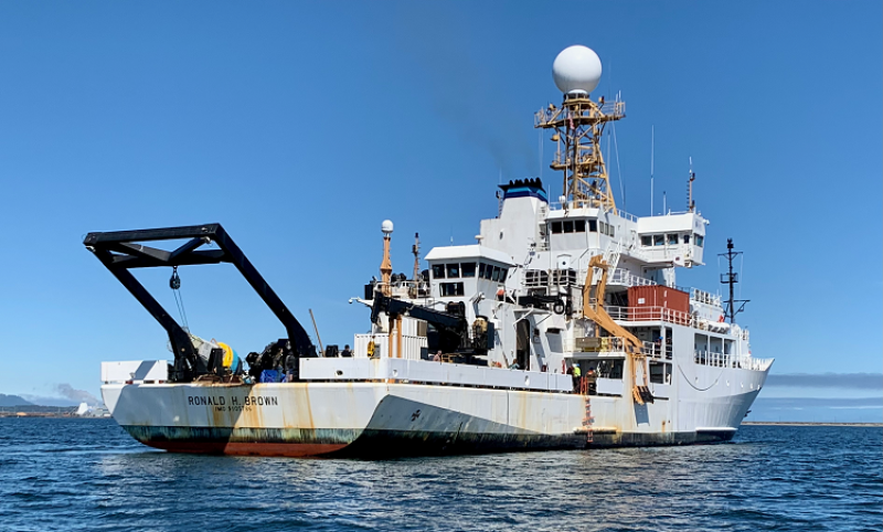 The NOAA ship Ronald H. Brown is currently sampling waters off the western U.S. during the 2021 West Coast Ocean Acidification Cruise.