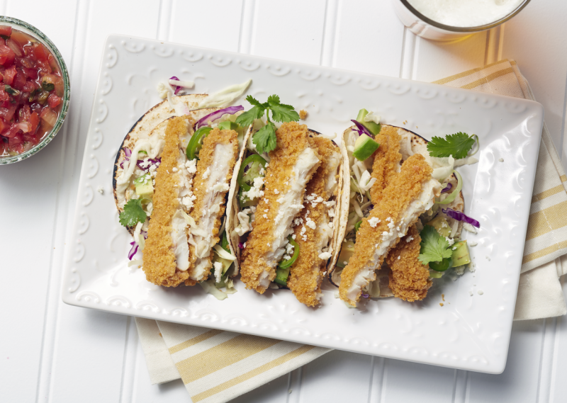 Quick and easy fish tacos. Photo courtesy of Alaska Seafood.