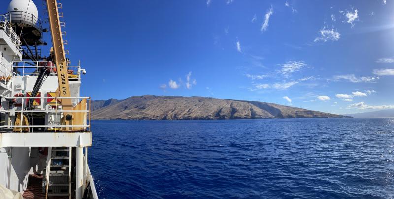 NOAA Ship Oscar Elton Sette conducts deepwater camera deployments south of the west Maui mountains in support of the Fall 2022 BFISH survey. Credit: Ben Richards, NOAA Fisheries.