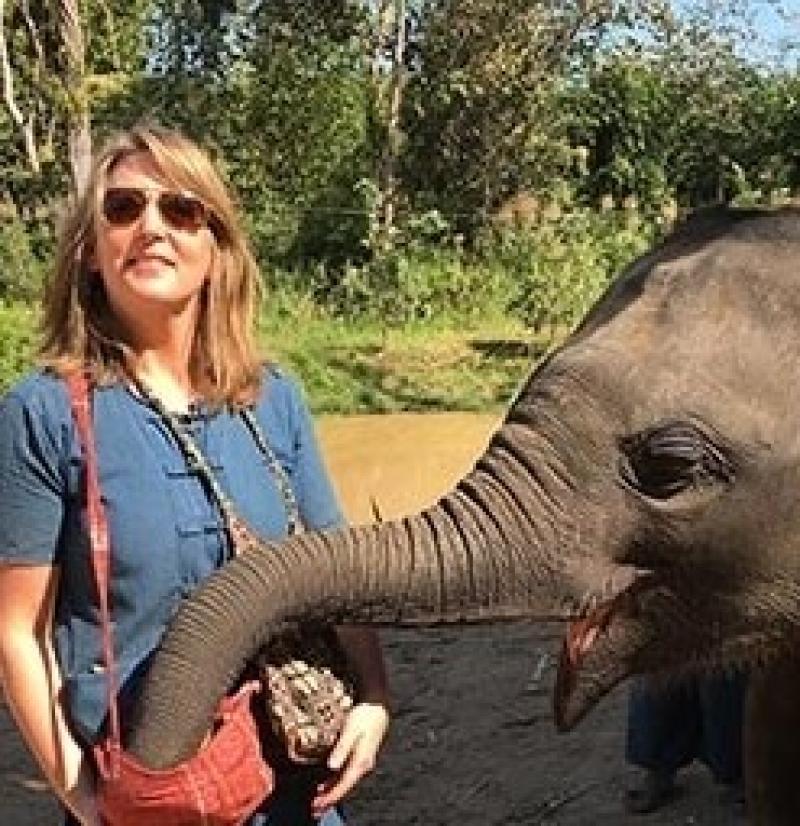 Kristie Balovich and elephant