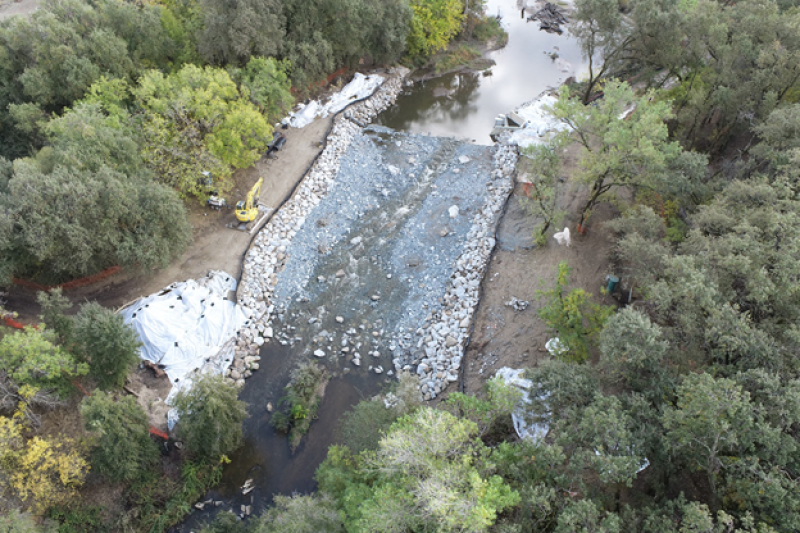aerial view of fish passge project
