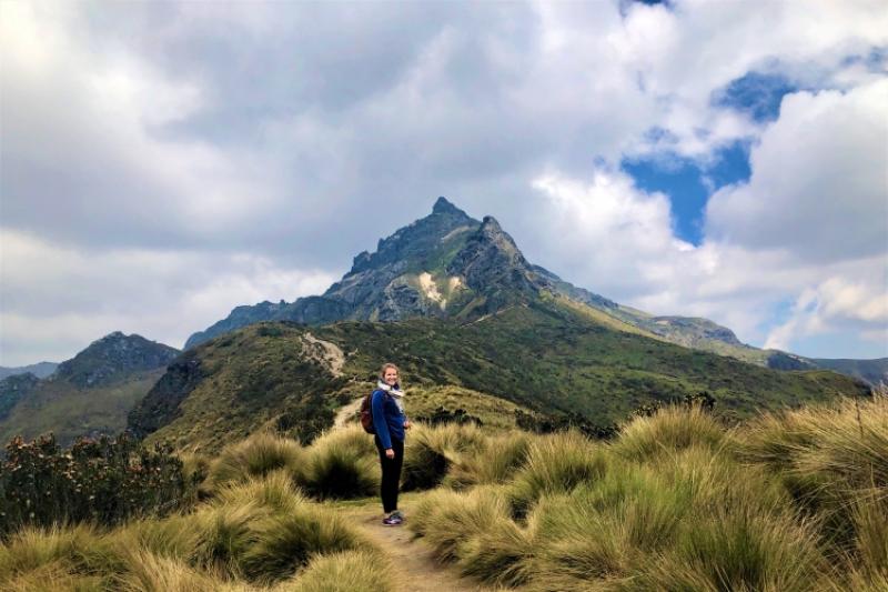 Ellie getting ready to climb Pichincha in Quito, Ecuador, 15,696 feet.