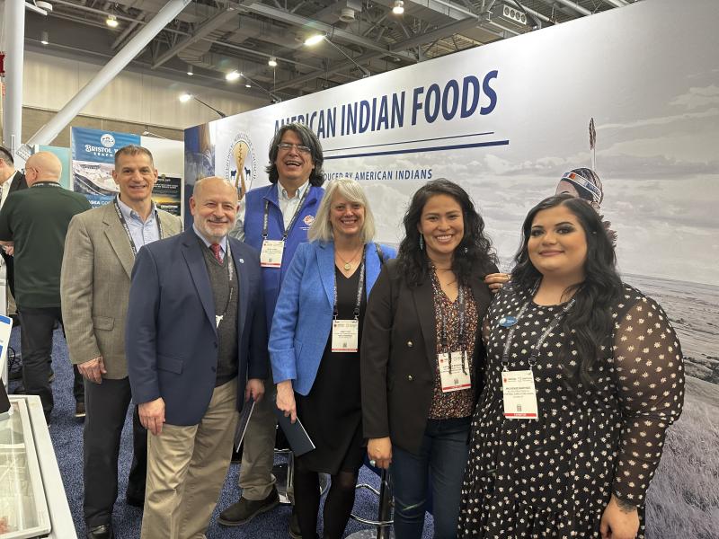 NOAA Administrator, Dr. Richard Spinrad and NOAA Fisheries Assistant Administrator, Janet Coit, with representatives from the Intertribal Agriculture Council at Seafood Expo North America 2023 in Boston