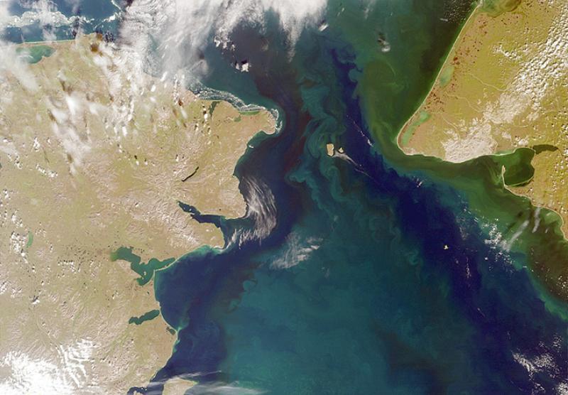 Satellite view of the Bering Strait 