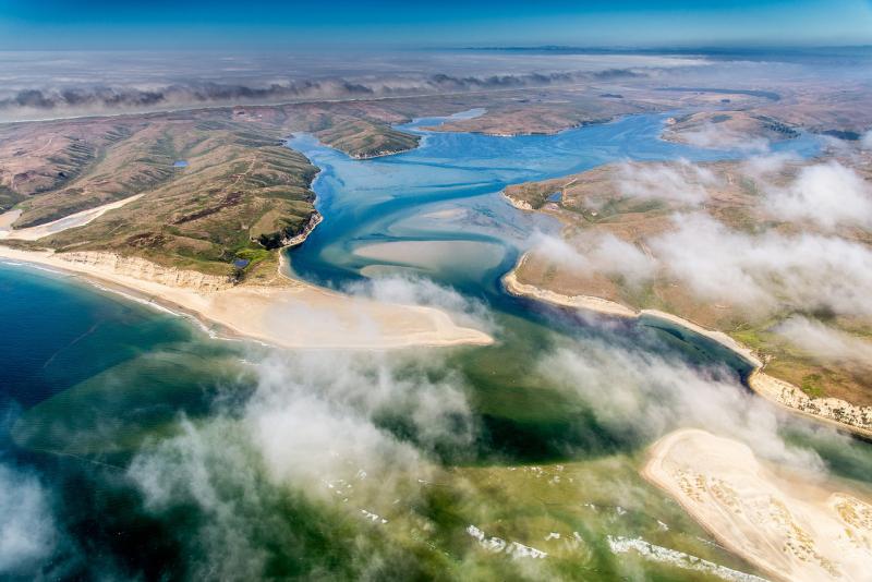 Aerial view of Drakes Bay in Point Reyes, CA. Credit: NOAA Fisheries