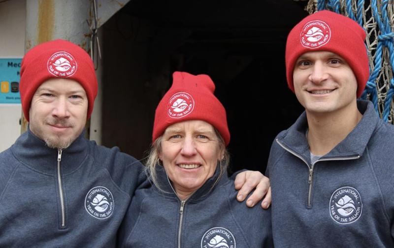 NOAA scientists aboard an international cruise to track salmon in Alaska.  Credit: NOAA Fisheries